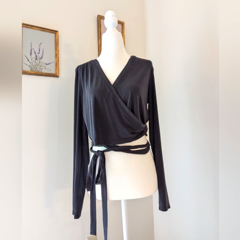 NWT Anthropologie Daily Practice Cropped Ballet Wrap Shirt